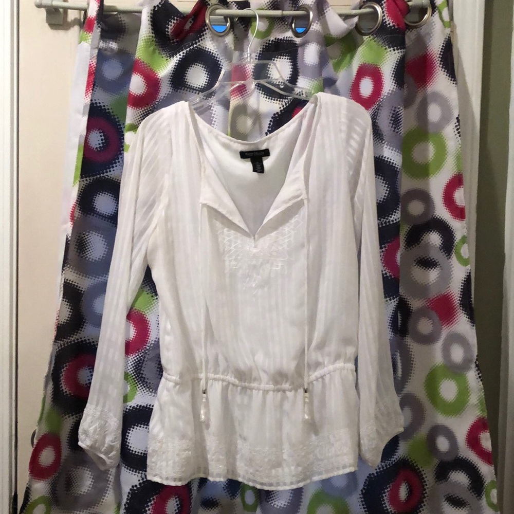 White hobo shirt embroider sleeves and bottom